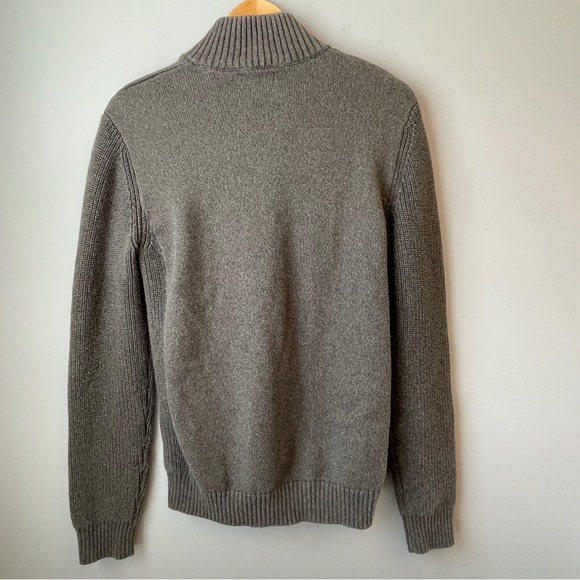 Daniel Hechter Zip Front Cotton Knit Cardigan Pine Green Mock Neck Size Medium - Picture 4 of 9